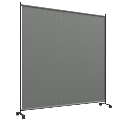 Outsunny Panel separador paravent exterior con ruedas para jardín, terraza, balcón - 183x30x181 cm - Gris