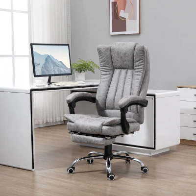 Vinsetto Silla de oficina con masaje y calor confortable con altura ajustable respaldo inclinable reposapiés integrado Gris