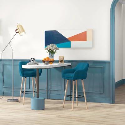 HOMCOM Set 2 sgabelli 55x48x100cm Blu