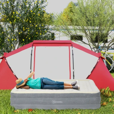 Outsunny Lit Gonflable Simple avec Pompe, 92x203x46 cm Beige