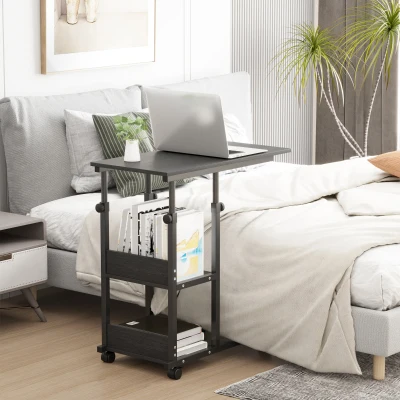 HOMCOM tavolino a rotelle 80x40x82cm Nero