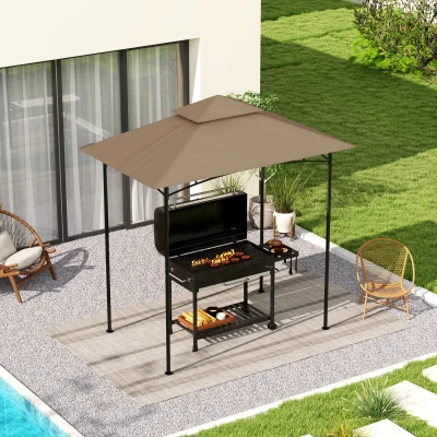 Outsunny Pavillonabdeckung für Grillpavillon 1,52x2,44 m 2-stufig aus Polyester 160g/m² Khaki