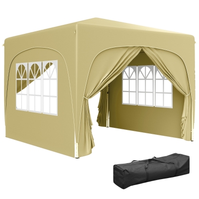 Outsunny Gazebo pieghevole 300x300x273cm Sabbia
