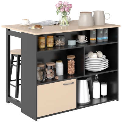 HOMCOM Set da Tavolo da Bar 116cm x 70cm x 89,5cm Nero+Quercia