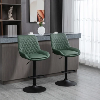 HOMCOM Set di 2 sgabelli da bar 51x59x117cm Verde scuro