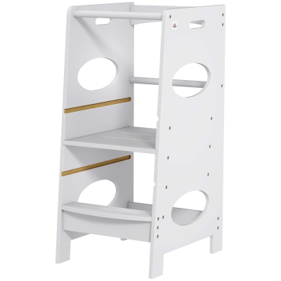 HOMCOM Tour Montessori Enfants Hauteur Réglable Gris 40x50x90cm