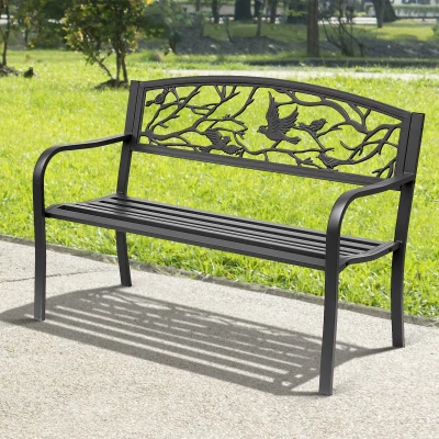 Outsunny Panchina 3 posti 127x60x85cm Nero