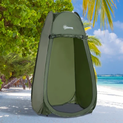 Outsunny Popup-Duschkabine mit schnellem Öffnungs- und -Schließsystem, sofortiges Umkleidekabinett für Camping, aus grünem Polyester