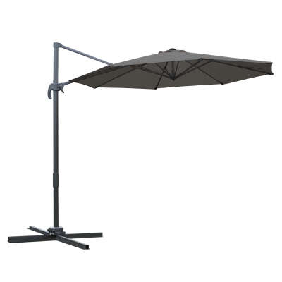 Outsunny Parasol desplazado octogonal inclinable parasol giratorio 360° con base en forma de cruz 8 varillas manivela incluida 3x2,5 m