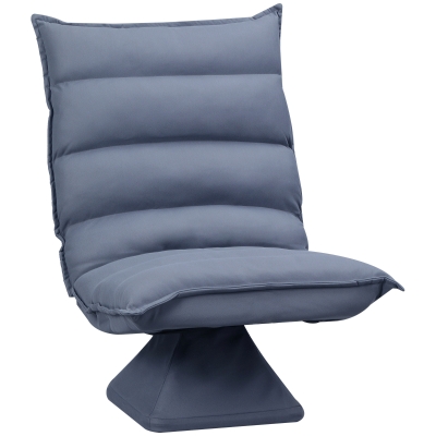 HOMCOM Sillón de suelo perezoso giratorio 360° con respaldo reclinable diseño capitonado 62x70x95 cm Gris