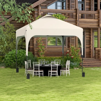 Outsunny Gazebo da giardino Pop-up pieghevole 253x253x268cm Beige
