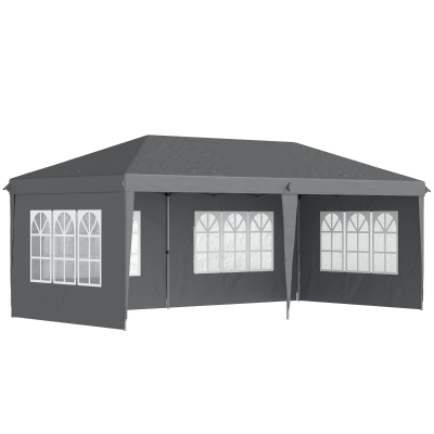 Outsunny Carpa pop-up plegable - tienda de recepción - 3x6 m 3 lados desmontables Gris