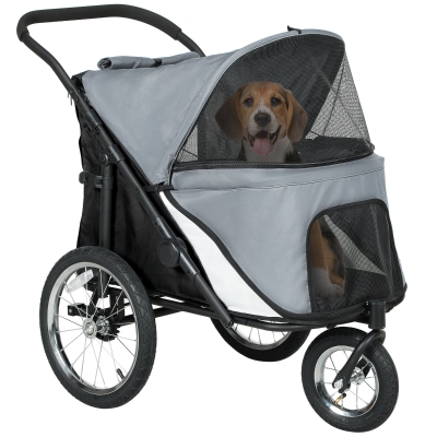 PawHut Passeggino per cani 101x64x93cm Grigio