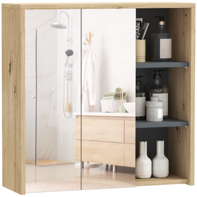 HOMCOM Armadietto per il bagno con specchio 60x20x60cm Legno naturale