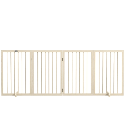 PawHut Modulares klappbares Haustier-Schutzgitter mit Stützbein, Massivholz, 206 x 35,5 x 76 cm
