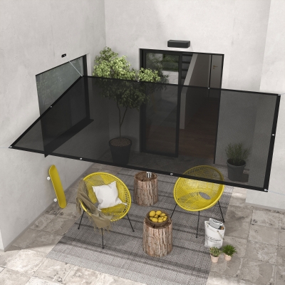 Outsunny Rechteckiges Sonnensegel 3 x 2 m Sonnenschutz mit UV-Schutz für Terrasse Garten Balkon Außenbereich, schwarz