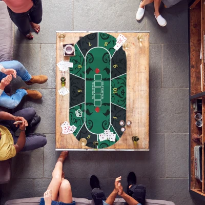 SPORTNOW Pokertischdeck Tischdecke für Poker bis zu 6 Spieler Transporttasche rutschfest 120 x 60 x 0,2 cm Grün und Schwarz