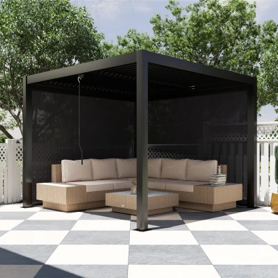 Outsunny Pergola bioclimatica 298x298x223.5cm Grigio scuro