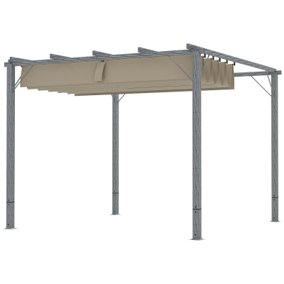 Outsunny Pergola 3x3m Aluminium Gris Toit Réglable UPF30+