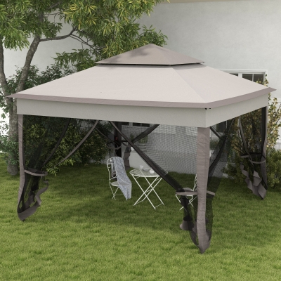 Outsunny Gazebo 325cm x 325cm x 270cm Bianco crema