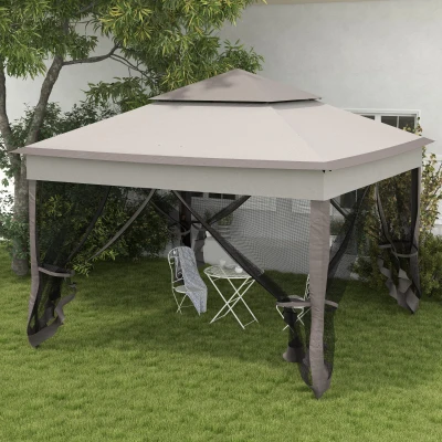 Outsunny Gazebo 325cm x 325cm x 270cm Bianco crema