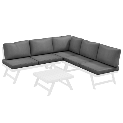 Outsunny Conjunto de Muebles de Jardín de 4 Piezas Sofá de Sala de Estar al Aire Libre, 115x61x65 cm, Gris + Blanco