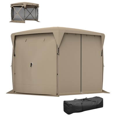 Outsunny Pavillon Pop-Up 3x3,5m Kaki UPF30+ avec Filet et Sac