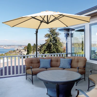 Outsunny Parasol desplazado octogonal inclinable parasol giratorio 360° con base en cruz 8 varillas manivela incluida chasis aluminio.