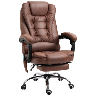Vinsetto Silla de Oficina Masajeadora con Calefacción Reclinado y Altura Ajustable Marrón