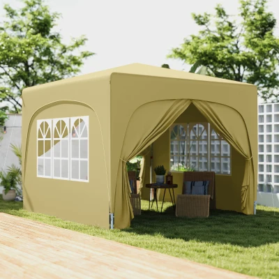 Outsunny Gazebo pieghevole 300x300x273cm Sabbia