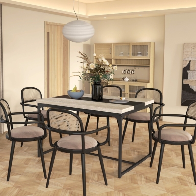 HOMCOM Tavolo da pranzo 120x89x75.5cm Nero