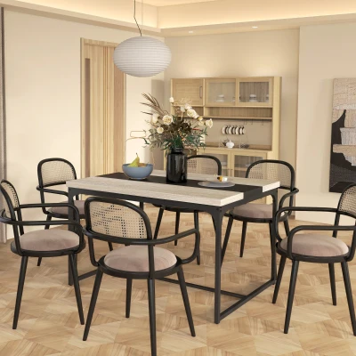 HOMCOM Tavolo da pranzo 120x89x75.5cm Nero