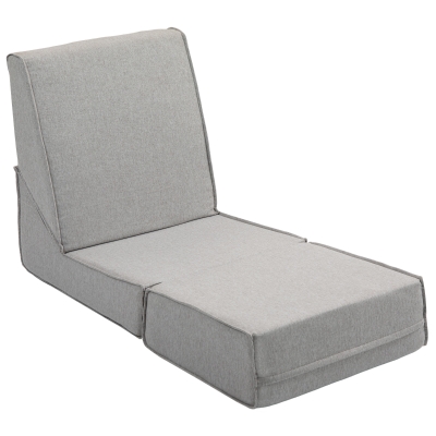 HOMCOM Fauteuil Sol Convertible Chaise Longue Tissu Gris Clair