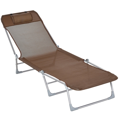 Outsunny Sonnenliege Liegestuhl verstellbar klappbar mit Kissen Rückenlehne in 5 Stufen einstellbar braun