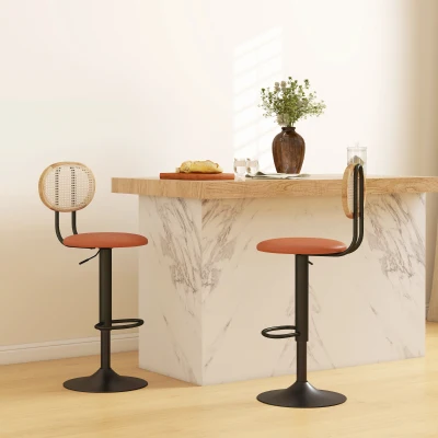 HOMCOM Set di 2 sgabelli da bar 40.5x52x113.5cm Marrone
