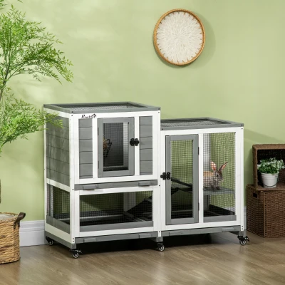 PawHut Conigliera 110x50x86cm Grigio