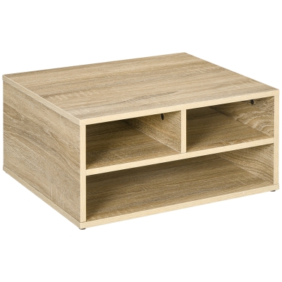 HOMCOM Organizador de escritorio aspecto de madera con 3 compartimentos suministros soporte de impresora 47x40x22,5 cm