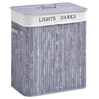 HOMCOM cesto per il bucato 52x32x63cm Grigio