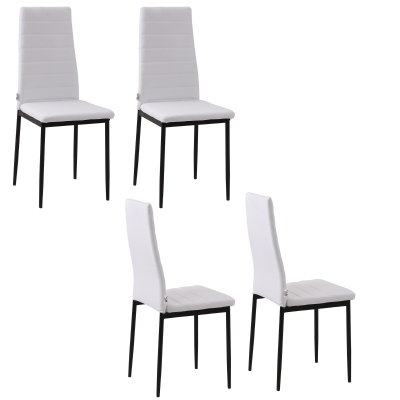 HOMCOM Set 4 Gepolsterte Stühle für Wohnzimmer oder Esszimmer, Moderne Küchenstühle, aus Metall und weißem Stoff