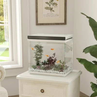 PawHut Acquario 38cm x 26cm x 37,6cm Bianco