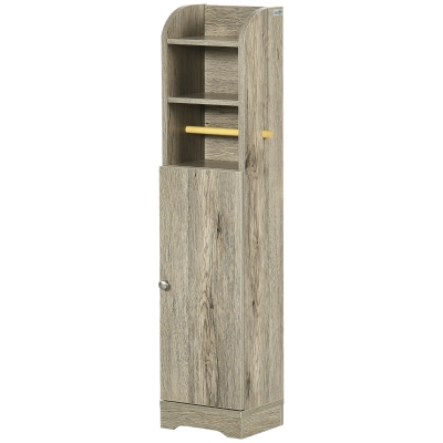 kleankin Niedriges Badezimmermöbel mit 1 offenen oberen Regal, 2 Fächern und 1 Schrank 23 x 18 x 100 cm grau