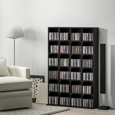HOMCOM Rangements per CD e DVD 89x20x130.5cm Nero