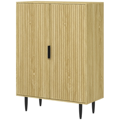 HOMCOM Schuhschrank für 15 Paar Schuhe mit 4 verstellbaren Regalen, 80x38x110cm, Eiche