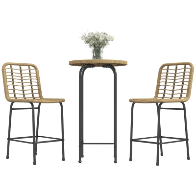 Outsunny Salotto da giardino bistrot 60x60x100cm Legno naturale