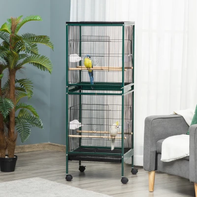 PawHut Gabbia per uccelli 51.5x50x140cm Verde