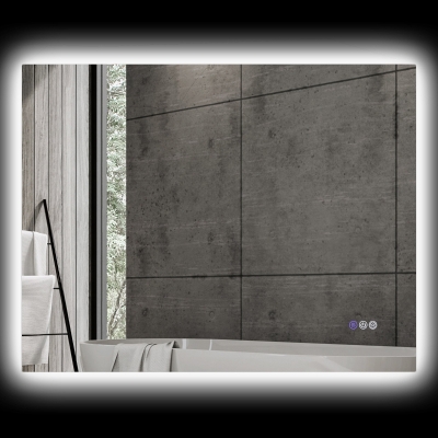 HOMCOM Badezimmerspiegel mit einstellbarer Helligkeit und Farbe, aus Glas und Aluminiumlegierung, 80x60x4 cm