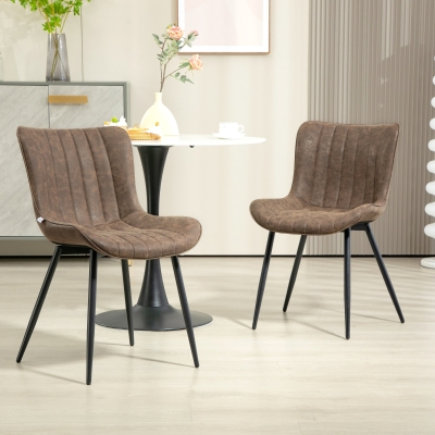 HOMCOM Set di 2 sedie da pranzo 49x61x80.5cm Marrone