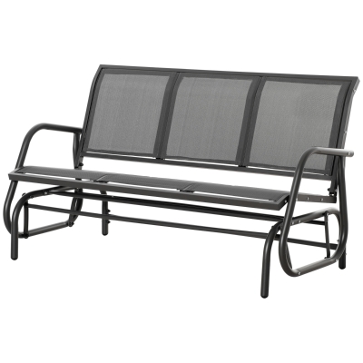Outsunny Banc Bascule 3 Places Métal Tissu Maille Gris