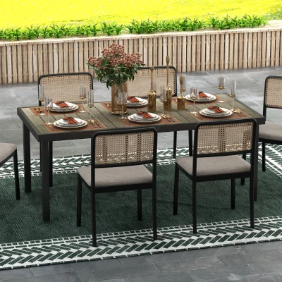 Outsunny Tavolo da giardino 190x90x74cm Marrone