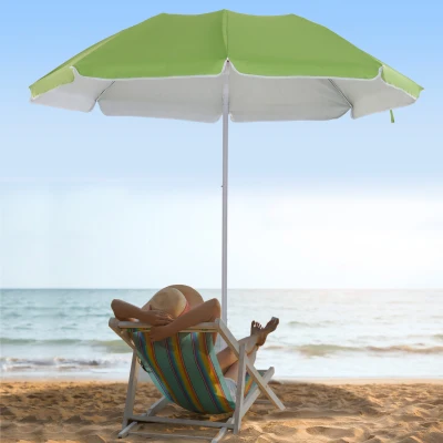 Outsunny Ombrellone da spiaggia inclinabile 160x160x205cm Verde